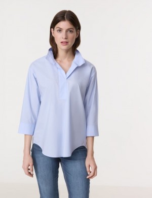 Gerry Weber 3/4 sleeve cotton blouse Bluse Blå | UXWF9759