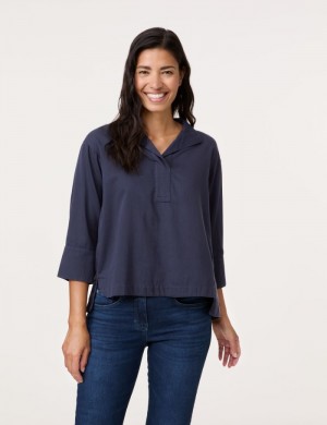 Gerry Weber 3/4 sleeve cotton blouse Bluse Blå | HYWN6639