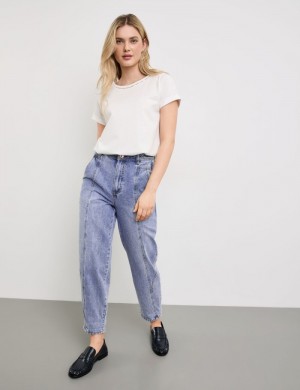 TAIFU 3/4-length jeans in a balloon fit Bukser Blå | DTSP9262