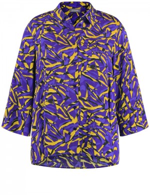 SAMOON 3/4-sleeve blouse with an all-over print Bluse Lilla | UCXB6559