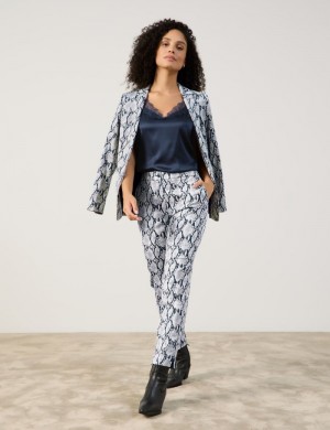 Gerry Weber 7/8-length trousers with a snakeskin pattern Bukser Blå | BYGH2420