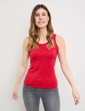 Gerry Weber Basic top in sustainable stretch cotton T-skjorte Rød | LUYP4032