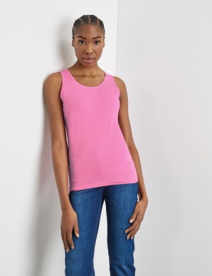 Gerry Weber Basic top in sustainable stretch cotton T-skjorte Rosa | NTSL9420