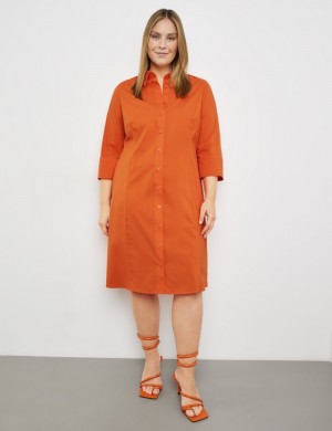 SAMOON Blouse dress with 3/4-length sleeves and pockets Kjole Oransje | EVMG5523