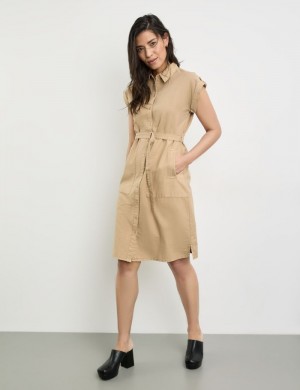 Gerry Weber Blouse dress with a waist belt Kjole Beige | VNRF1539