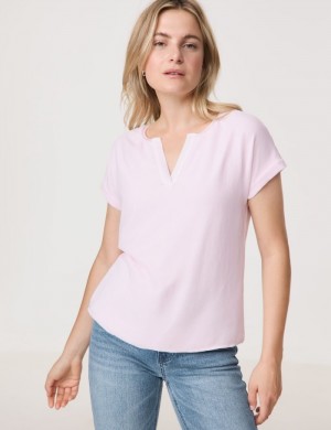 TAIFU Blouse shirt with chiffon overlayer T-skjorte Rosa | MHGB9586