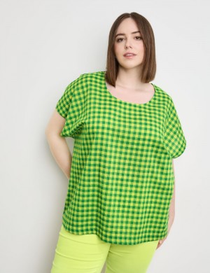 SAMOON Blouse top with a check pattern Bluse Grønn | NUCA7637