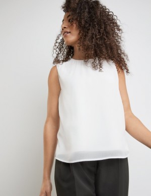 TAIFU Blouse top with a chiffon layer T-skjorte Hvite | DNWV0397