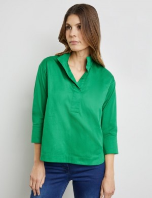 Gerry Weber Blouse with 3/4-length sleeves and a box pleat Bluse Grønn | QBTQ9637