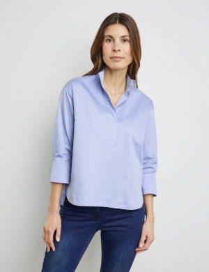 Gerry Weber Blouse with 3/4-length sleeves and a box pleat Bluse Blå | SUKJ2524