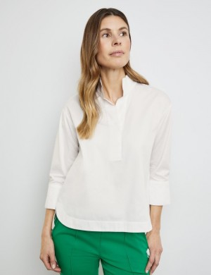 Gerry Weber Blouse with 3/4-length sleeves and a box pleat Bluse Hvite | MGRQ1894