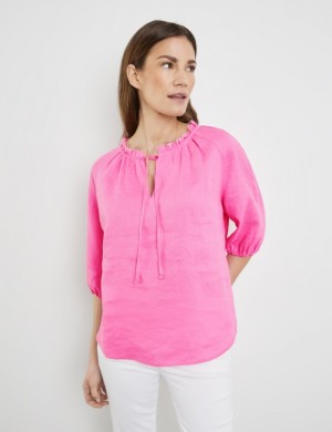 Gerry Weber Blouse with 3/4-length sleeves and a frilled collar Bluse Rosa | OMVQ4390