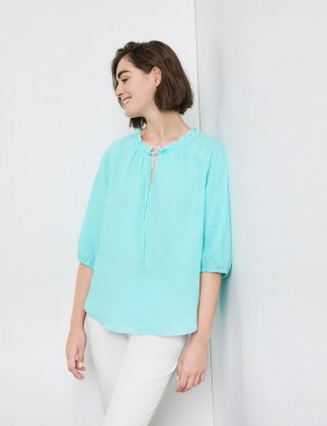 Gerry Weber Blouse with 3/4-length sleeves and a frilled collar Bluse Blå | ARGA3459