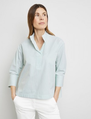 Gerry Weber Blouse with 3/4-length sleeves and a box pleat Bluse Grønn | UJOY2950