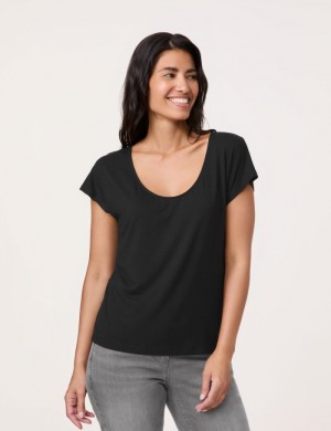 Gerry Weber Casual T-shirt with a cowl neckline T-skjorte Svarte | NONA3056