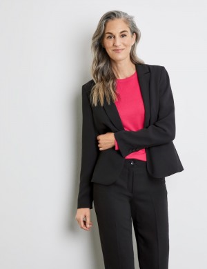 Gerry Weber Classic blazer with a lapel collar Blazere Svarte | CDBX6625