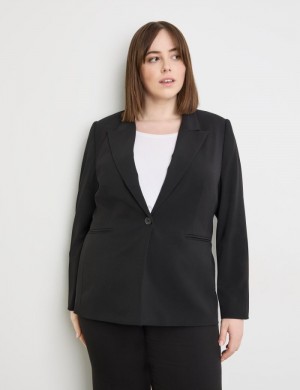 SAMOON Classic blazer with piped pockets Blazere Svarte | GSDG5513