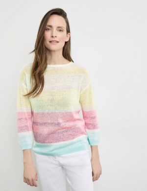 Gerry Weber Colour block jumper with 3/4-length sleeves Strikkevarer Multicolor | WSBB1150