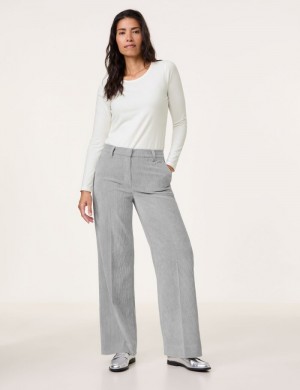 Gerry Weber Corduroy trousers with a wide leg Bukser Grå | XYAX8724