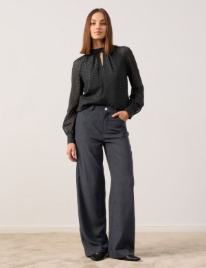 TAIFU Corduroy trousers with a wide leg Bukser Svarte | WSPV2078