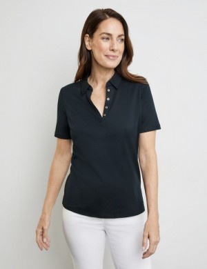 Gerry Weber Cotton polo shirt T-skjorte Blå | UWQU7794