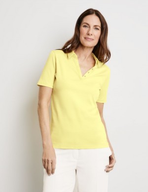 Gerry Weber Cotton polo shirt T-skjorte Gul | UHDE1123