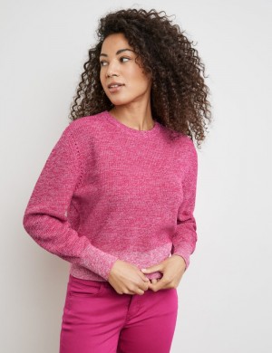 TAIFU Cotton rib knit jumper Strikkevarer Rosa | HKIH4585