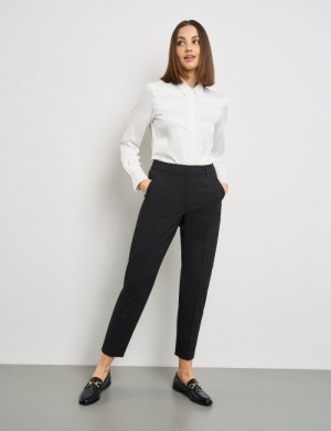 TAIFU Crease-resistant 7/8-length trousers in a slim fit Bukser Svarte | DHPK5783