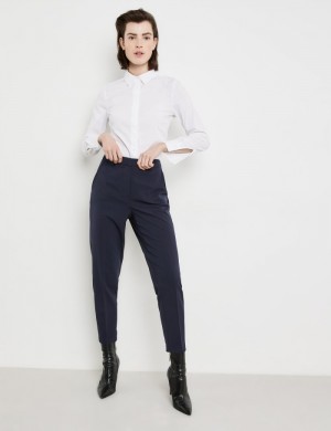 TAIFU Crease-resistant 7/8-length trousers in a slim fit Bukser Blå | SCHS4875