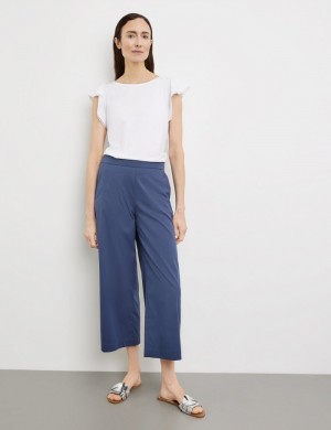 Gerry Weber Culottes with a stretch waistband at the back Bukser Blå | HXJC2772