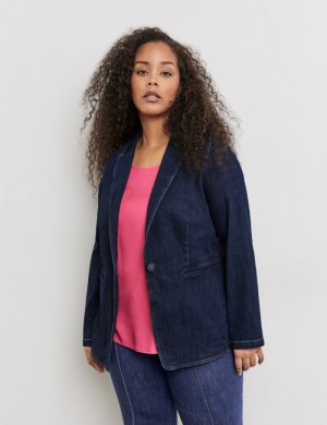 SAMOON Denim blazer with contrasting topstitching Blazere Blå | SNKQ7005