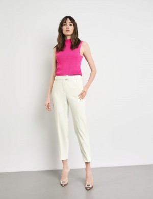 TAIFU Elegant 7/8-length trousers in a slim fit Bukser Hvite | WKEQ2660