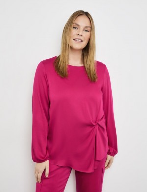 SAMOON Elegant blouse with gathered details Bluse Rosa | GYNS0976