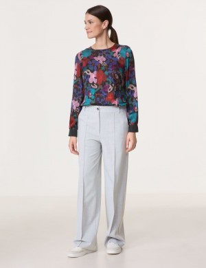 Gerry Weber Elegant cloth trousers with a wide leg Bukser Grå | GDMP0649