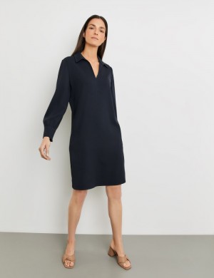 Gerry Weber Elegant dress with a collar Kjole Blå | ZKLU4325