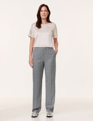 Gerry Weber Elegant fabric trousers with pinstripes Bukser Grå | OMSZ9698