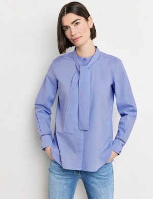 Gerry Weber Elegant pussycat bow blouse made of sustainable cotton Bluse Blå | BMGX5480