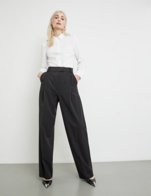 TAIFU Elegant trousers with a wide leg Bukser Svarte | UOFF9621