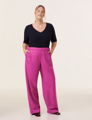 SAMOON Elegant wide-leg trousers Carlotta Bukser Rosa | IILA8184