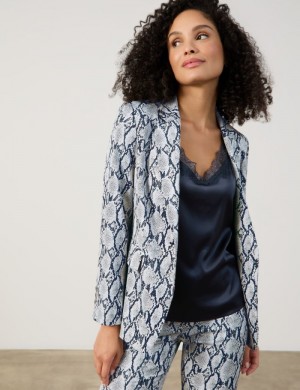 Gerry Weber Fashionable blazer with a snakeskin pattern Blazere Blå | EQUK5601