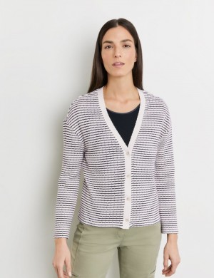 Gerry Weber Fashionable cardigan with a decorative trim Strikkevarer Blå | YUKL6456