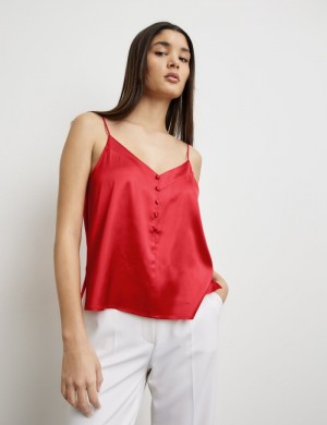 TAIFU Fine blouse top with spaghetti straps T-skjorte Rød | YQJO7963