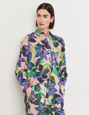 Gerry Weber Floral blouse with an elongated back Bluse Multicolor | WDMI2155