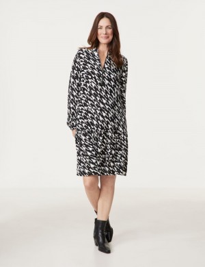 Gerry Weber Flowing blouse dress with set-in skirt section Kjole Svarte | VWUL0061