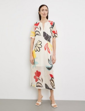 Gerry Weber Flowing midi dress with a floral print Kjole Multicolor | SOOQ2910