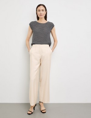 Gerry Weber Flowing trousers with a stretch waistband Bukser Beige | BTTB2065