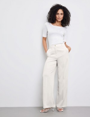 Gerry Weber Flowing trousers with pressed pleats Bukser Hvite | VZDX4689