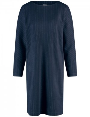 Gerry Weber Jersey dress with lurex stripes Kjole Blå | FVES9217