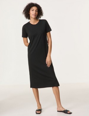 Gerry Weber Jersey dress with side slits Kjole Svarte | PHPN3677