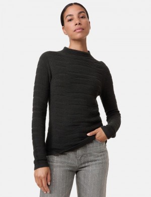 TAIFU Jumper with a wavy texture Strikkevarer Svarte | KYHO4844